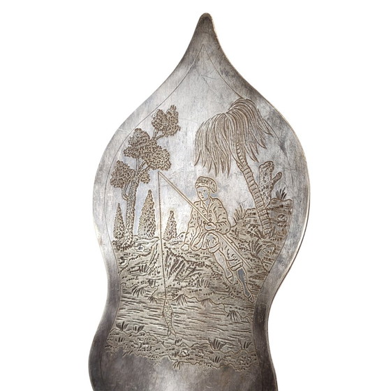 Image 1 of Serving Shovel, Engraved “Fisherman”, Silver Plate, Ff. Circa 1900 – France