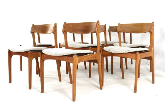Image 1 of Set di 8 sedie Erik Buch, modello OD Mobler 49, da pranzo, vintage, appena rivestite.