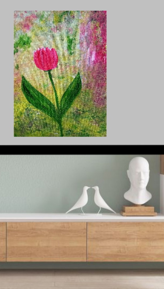 Image 1 of Gemälde rote Tulpe