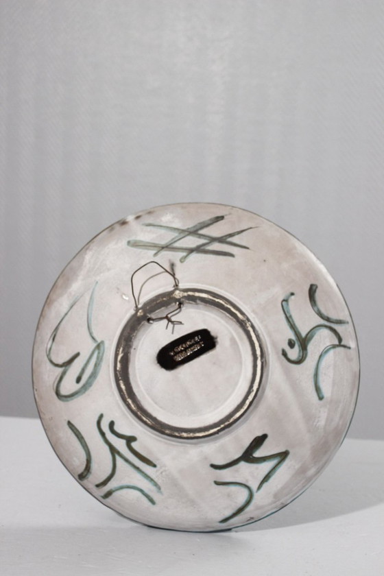 Image 1 of Alain Maunier en Vallauris - Gran plato decorativo de pared con decoración de óxido, años 60