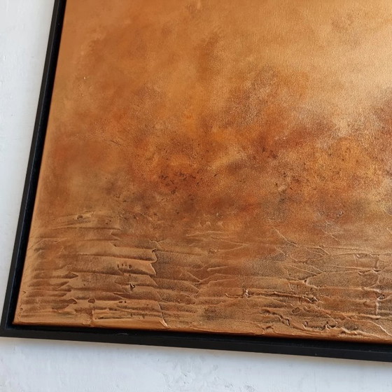 Image 1 of Hand-painted abstract minimalist painting bronze 100x140 cm