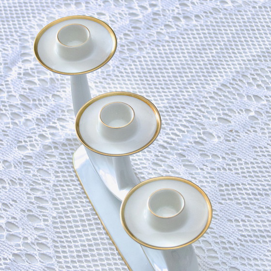 Image 1 of Beierse porseleinen kandelaar Gesigneerd Edelstein