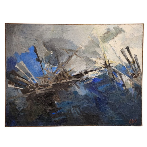 “La bataille de Salamine” Hugo Cleis, abstracción, s. XX - Suiza 