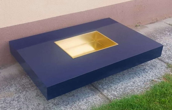 Image 1 of Tavolino da caffè vintage in laminato e ottone 1970