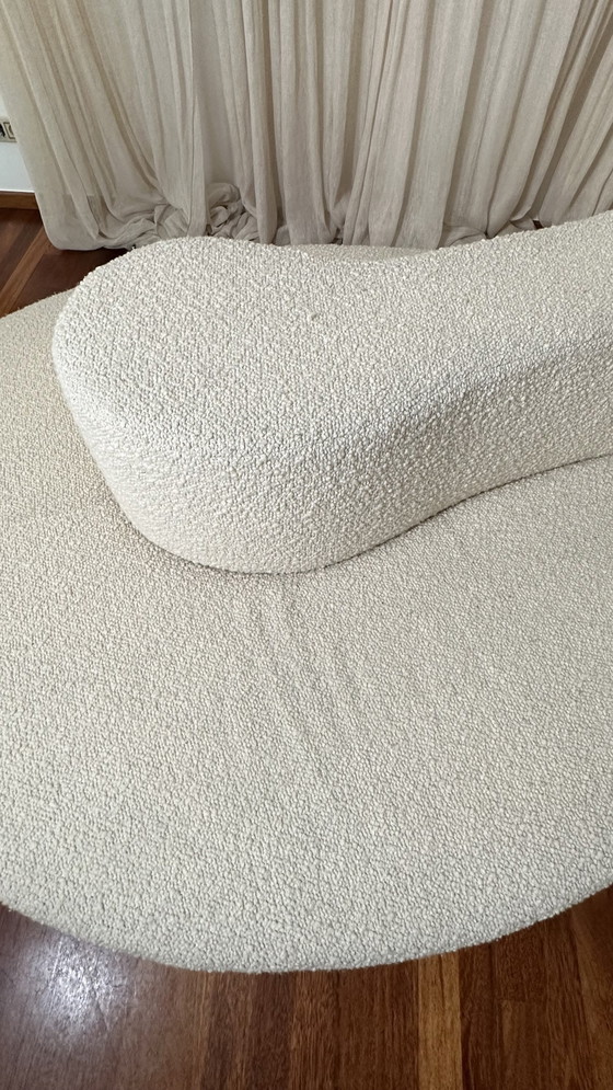 Image 1 of Contemporary Wave Curved "Borne" Sofa in White boucle Fabric, Italy