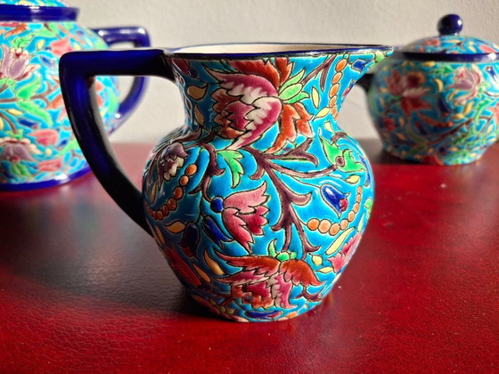 Image 1 of Juego de té esmaltado cloisonné de Longwy