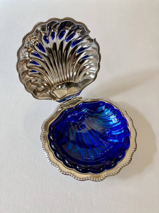 Image 1 of Silver-plated metal seashell butter dish, 1950s