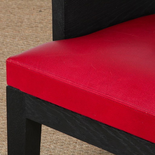 Stall-fauteuil van leer, ontworpen door Christian Liaigre, 1990.
