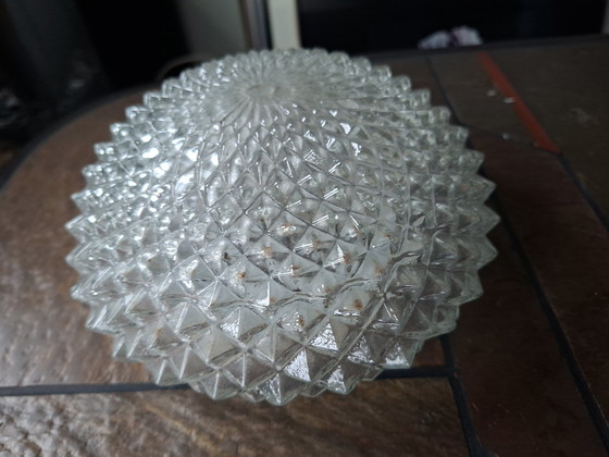 Image 1 of Glazen plafond lamp jaren 60