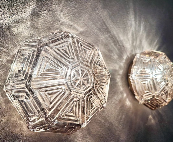 Image 1 of Vintage pair of Wila textured glass wall lamps
