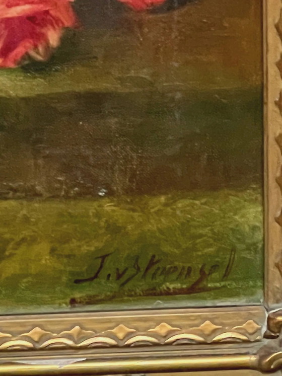 Old still life signed with roses. – Paintings & Drawings, Canvas (photo 4 of 10)
