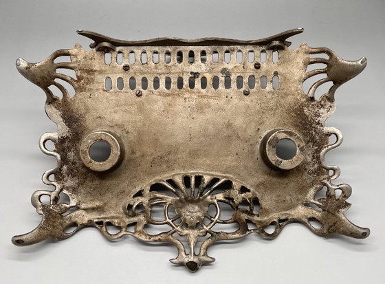 Image 1 of Jugendstil Briefhalter & Schreibzeug – Gusseisen Floral (Modell 1281) – ca. 1900