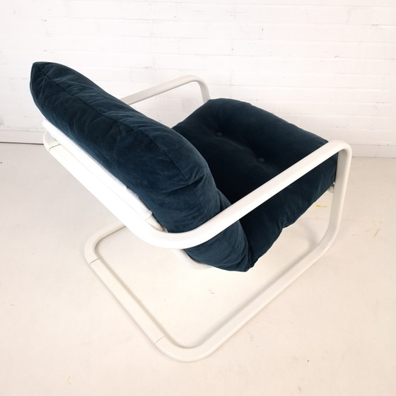 Fauteuil vintage Ikea Rörberg années 90, blanc, métal, bleu – Textile, Metal (photo 5 of 9)
