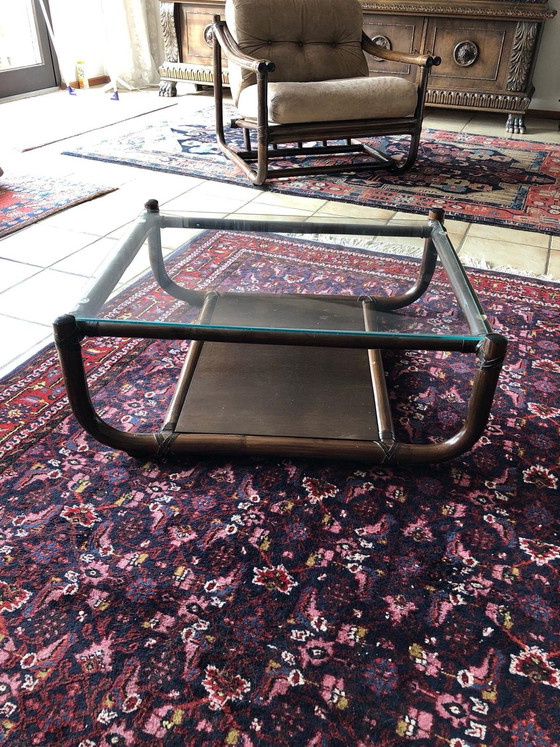 Image 1 of Pierantonino Bonacina 1974 – Set di sedute originale in rattan (divano, 2 poltrone, tavolo)


