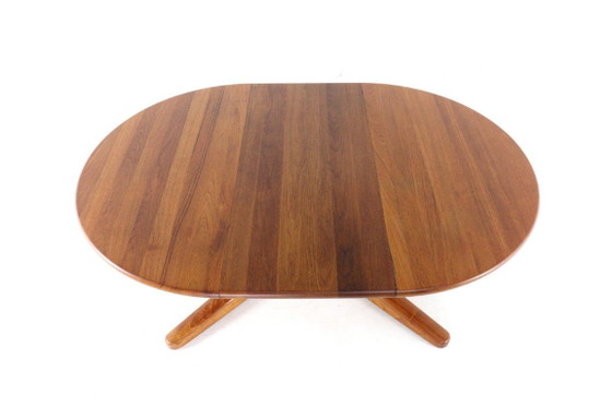 Image 1 of Deense ronde 2x verlengbare eettafel gerestaureerd vintage teak