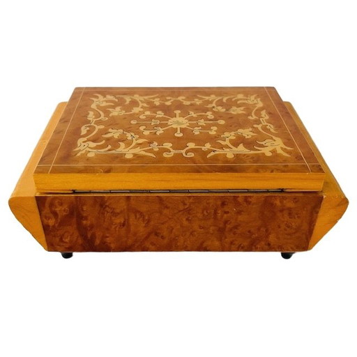 Vintage jewelry box Thuya Burl inlaid wood