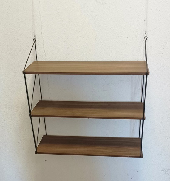 Vintage wandrek met drie planken – Wandkast, Metal, Wood (photo 5 of 9)