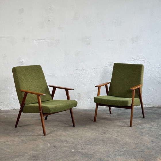 Image 1 of Pair of Mid-Century Green Armchairs by Tatra Nábytok, 1960s
