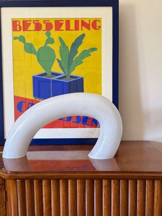 Image 1 of Witte Murano Glas Sculpturale Lamp, Barbini Italië 1970