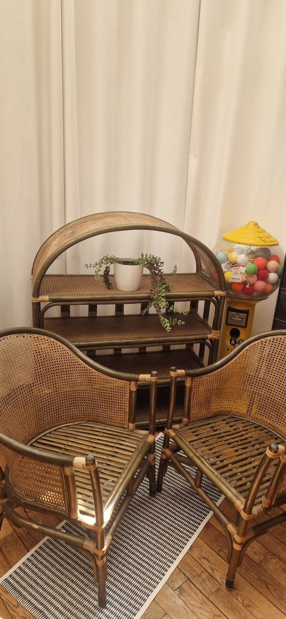 Image 1 of Mobili vintage in rattan per soggiorno