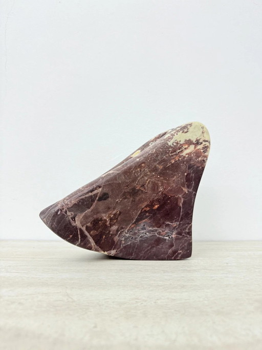 Vintage Mid Century red Marble Abstract Organic Modern Sculpture , 1980s