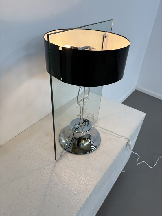 Image 1 of Vintage bijzondere designlamp, Chrome, glas en metaal 