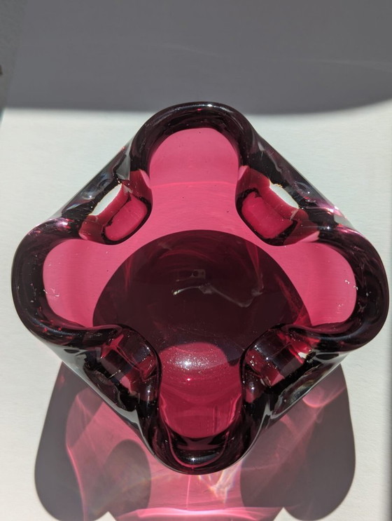 Image 1 of  Vintage asbak/zak asbak - Sommerso Murano violet/bordeaux glas - toegeschreven aan Flavio Poli voor Seguso - Italië - Jaren