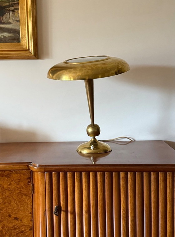 Image 1 of Oscar Torlasco, model 143 messing tafel-/bureaulamp, Prod. Lumi, Italië jaren 50