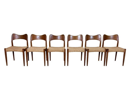 6x 60s/70s Teak Dining Chairs by Niels O. Möller for J.L. Møllers 60s