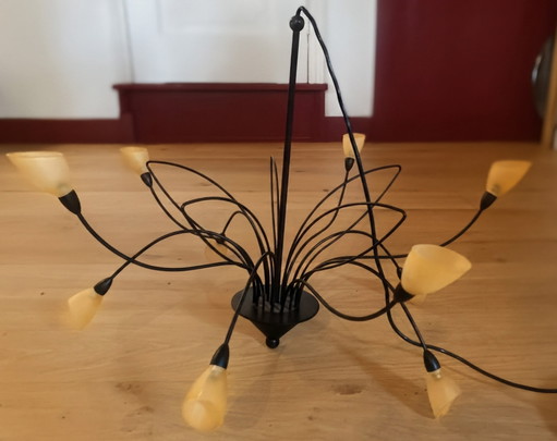Sputnik Designlamp met glazen kelkjes (10-lichts) - Vintage – hanglampen, Glass, Metal (photo 2 of 5)