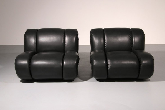 Image 1 of Mimo Padova Black Leader Modulaire Lounge chairs "Velasquez" - 1970