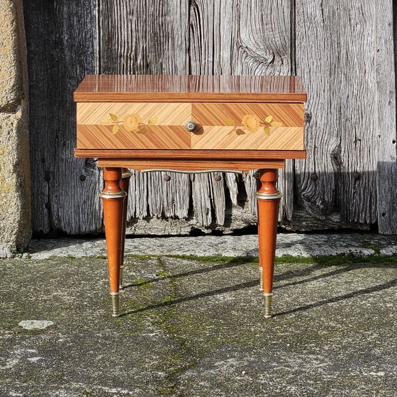 Image 1 of VALENTINES OFFER - French Mid Century Nightstand-French Vintage Bedside Table-High Gloss Finish-60s
