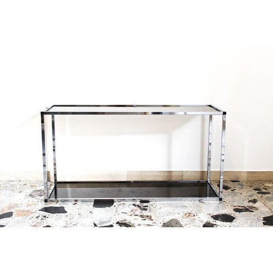 Image 1 of Vintage console in chromed metal and smoked glass, Italy 1970s