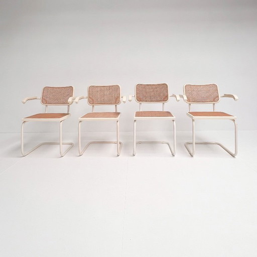 Set of 4 webbing chairs in the style of Marcel Breuer, 1980s