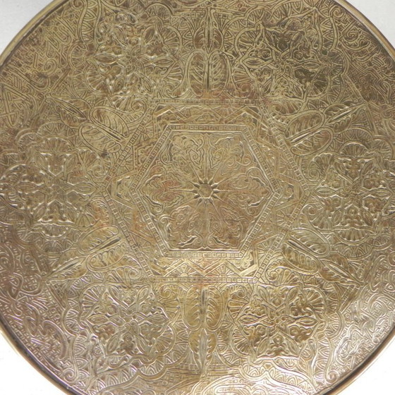 Image 1 of Mesa Art Déco con tablero de latón, Escuela de Ámsterdam, década de 1930