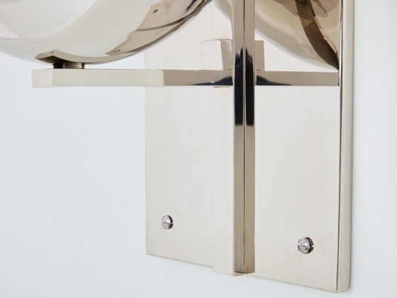 Image 1 of Claude Parent modernist nickel steel wall lights 1992 