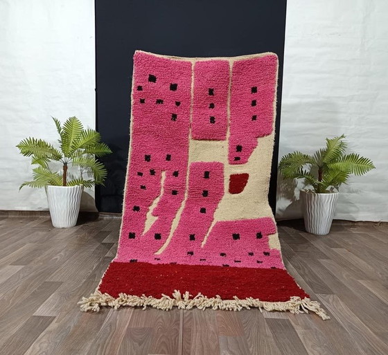 Image 1 of Tappeto berbero marocchino rosa fatto a mano, 150/250 cm