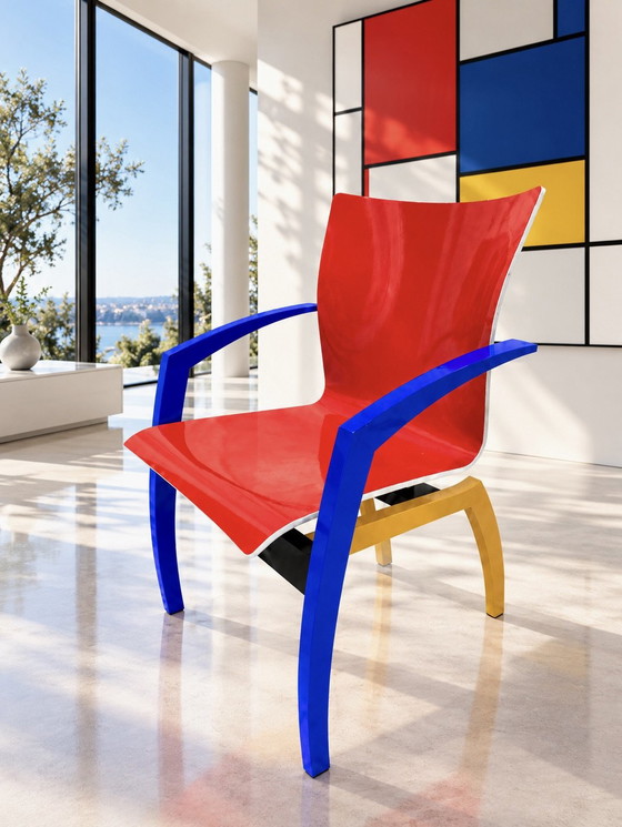 Leolux Camarilla Sedia da pranzo "Mondriaan" / De Stijl, Sedie da pranzo, Legno, Blu (foto 6 di 6)