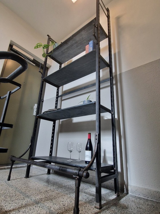 Image 1 of 2 pieces vintage, art deco heavy shelving units with slate shelves