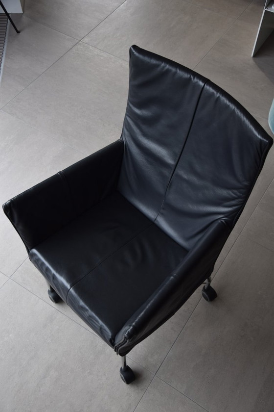 Image 1 of Sei sedie da pranzo, materiale pelle, colore antracite