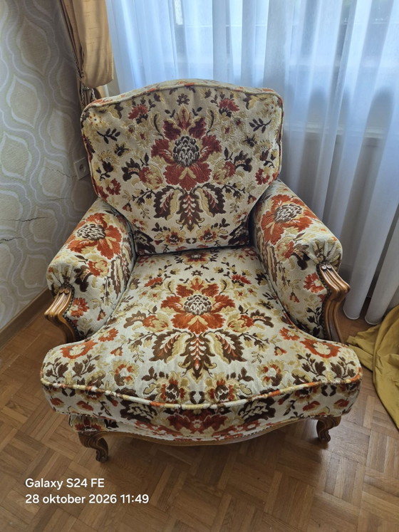 Jean Roche sièges 8 pièces, Fauteuils, Textile, Velours, Beige (photo 3 sur 7)