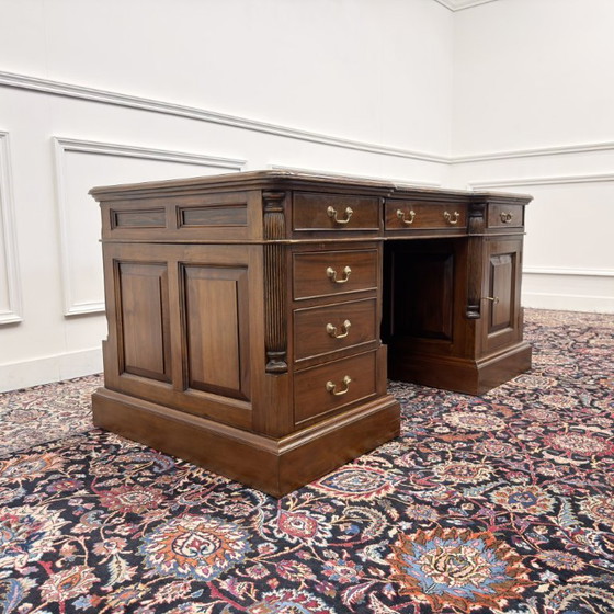 Classic English Chesterfield Desk with Modesty Panel – Leather, Wood (photo 5 of 21)
