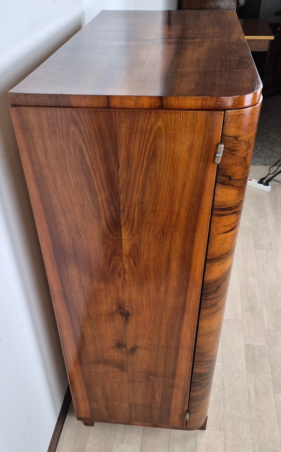 Aparador Veneciano Art Déco 1940, Manifattura Italiana, Armarios de almacenamiento, Madera, Latón, Marrón (foto 6 de 15)