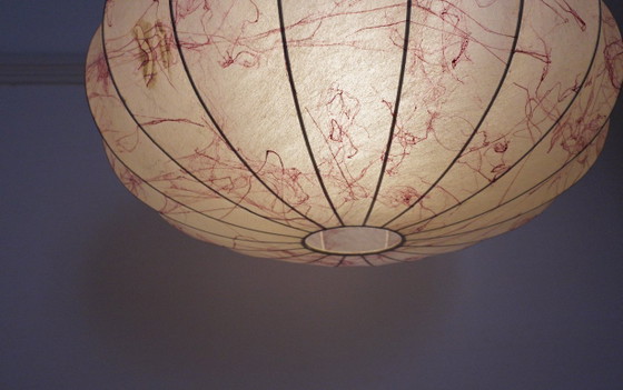 Image 1 of Italian Coccoon Pendant Lampshade Mid Century Modern Resin Large Hanging Light Vintage 1960s