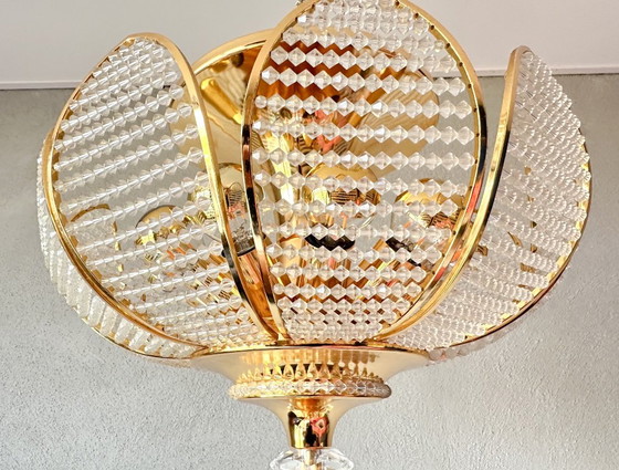 Vintage Palwa kristal plafondlamp – Plafondlampen, Messing (photo 3 of 18)