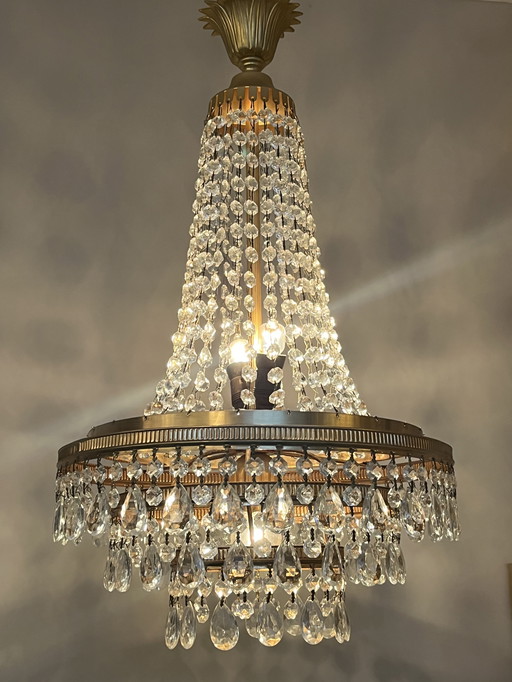 French Crystal Vintage Pocket Chandelier Chandelier Crystal