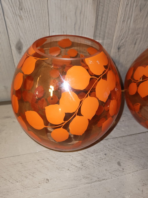 vintage IKEA Knubbig tafellamp set in een zeldzame oranje/rode uitvoering