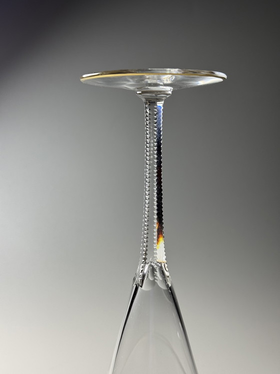 Image 1 of Josephinenhütte “Josephine” Champagne Glasses, Gold Rim, circa 1900 (Set of 6)