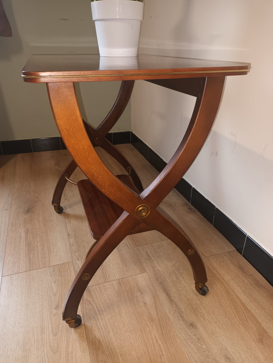 Image 1 of Vintage side table on wheels