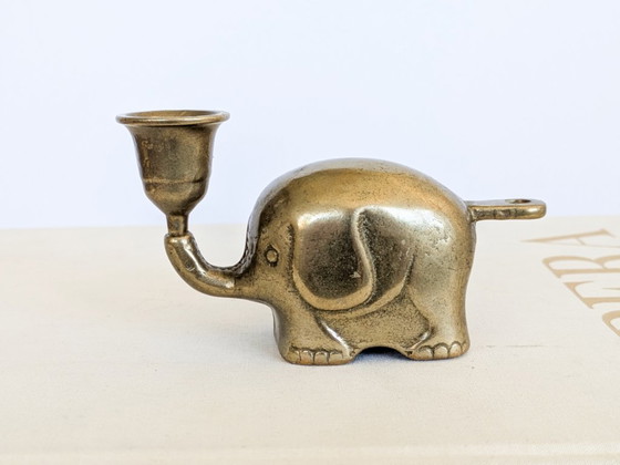 Vintage Haku messing olifant kaarsenhouder beeldje, midden van de 20e eeuw – Kandelaars en kaarsen, Brass (photo 12 of 13)